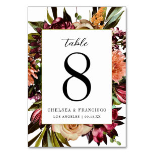 Vår färglös Blommigt Bröllop Bordsnummer