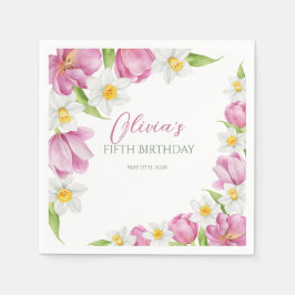 Vår färglöst blomma Barns födelsedag Pappersservett