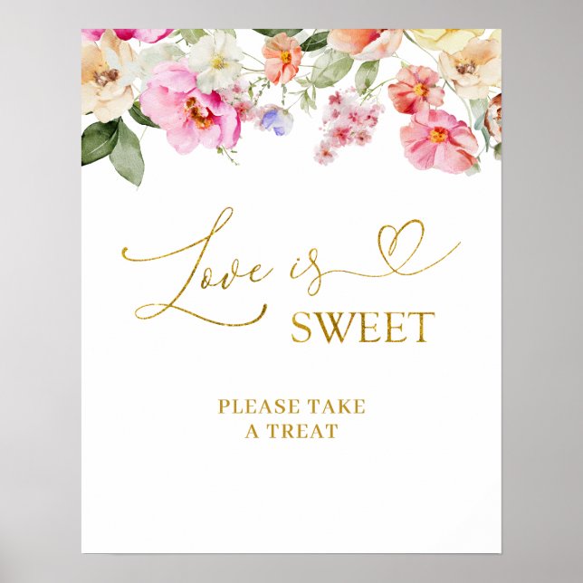 Vår Färgrik Blommig Kärlek är Söt Festskylt Poster (Framsidan)