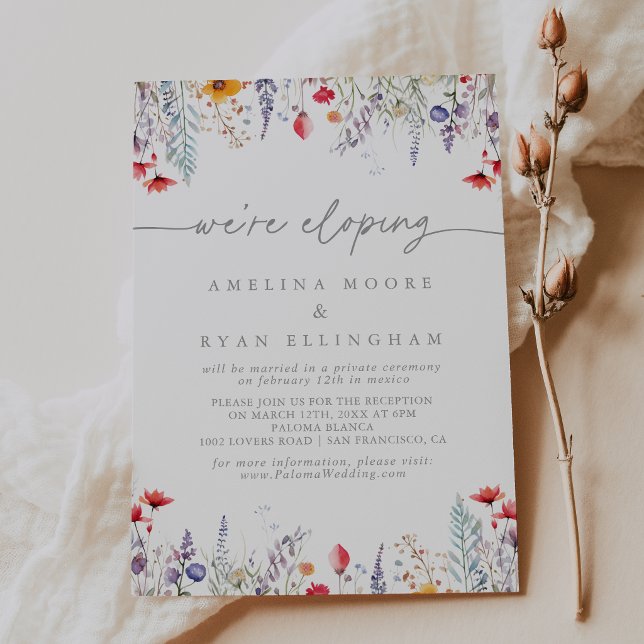 Vår Färgrik Vildblomma Elopement Mottagning Inbjudningar (Skapare uppladdad)