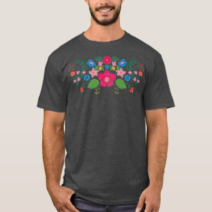 Vår Faux Embroized Flower Mexican Applique T Shirt