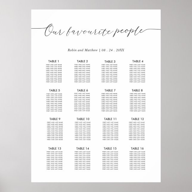 Vår favoritpersoner bröllopsplatsskiljetecken poster (Framsidan)