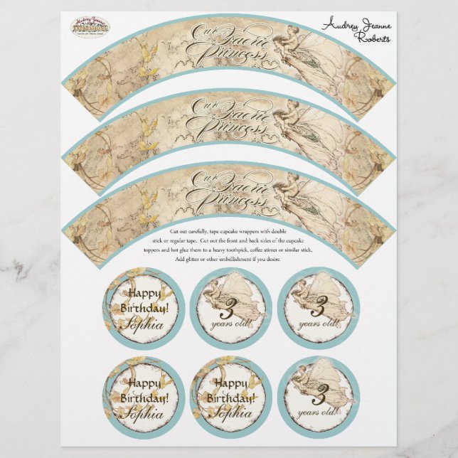 Vår Feprinsessa, Flickans Födelsedags Cupcake Omsl Reklamblad (Framsidan)