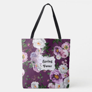 Vår Feths Lila Blommigt Mode Tote Tygkasse
