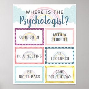 Var finns Psycholog Office Door Sign Rainbow? Poster