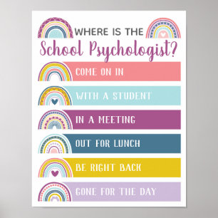 Var finns Psycholog Office Door Sign Rainbow? Poster