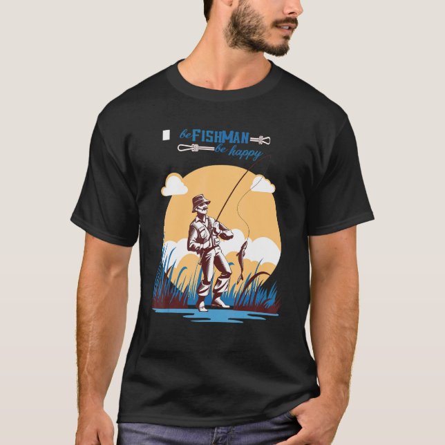 Var Fiskman Var Glad  Fiske  Design T Shirt (Framsida)