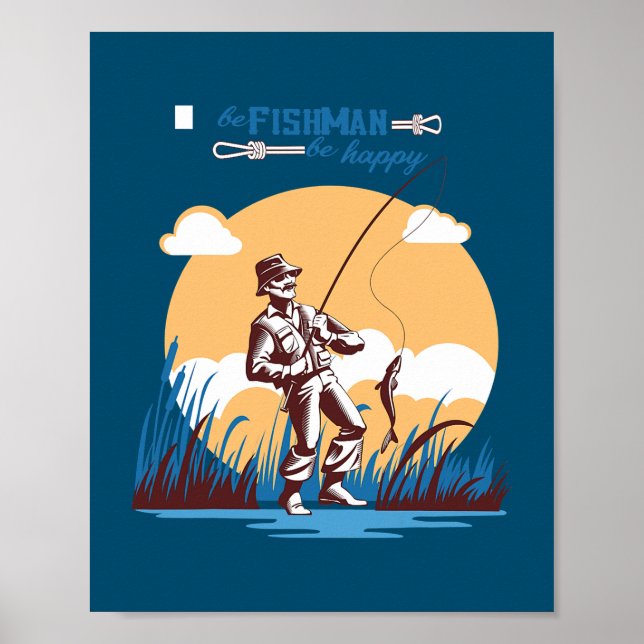 VAR FISKMAN VAR GLAD fiskeälskare design  Poster (Framsidan)