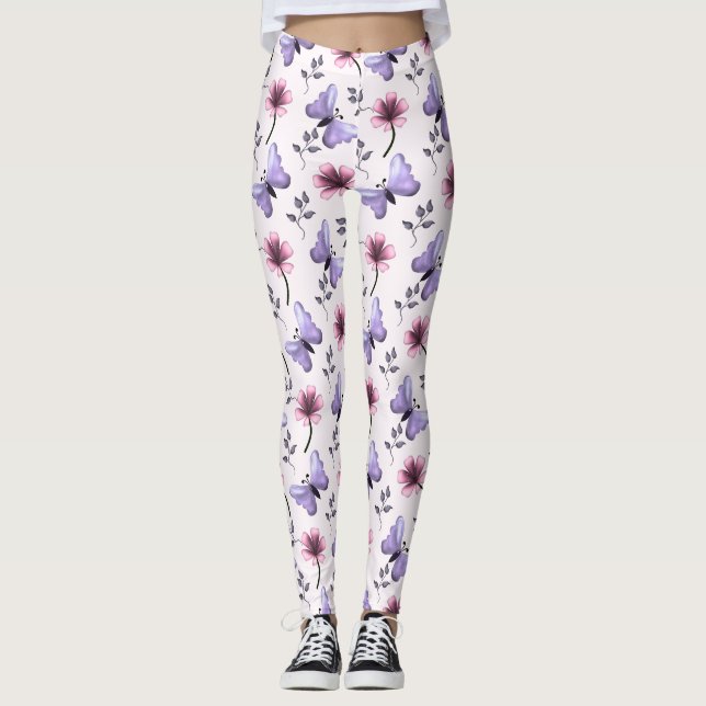 Vår Fjäril Blommig Gåva   Leggings (Framsida)
