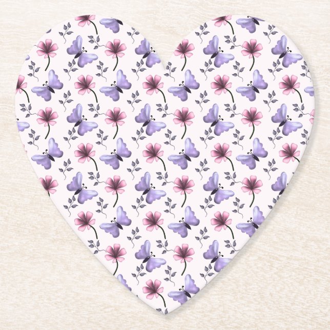 Vår Fjäril Blommig Gåva   Underlägg Papper (Framsida)