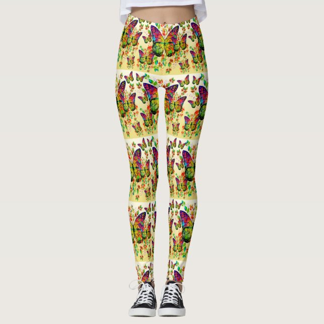 VÅR FJÄRILAR FÄRGRIK NATUR LEGGINGS (Framsida)