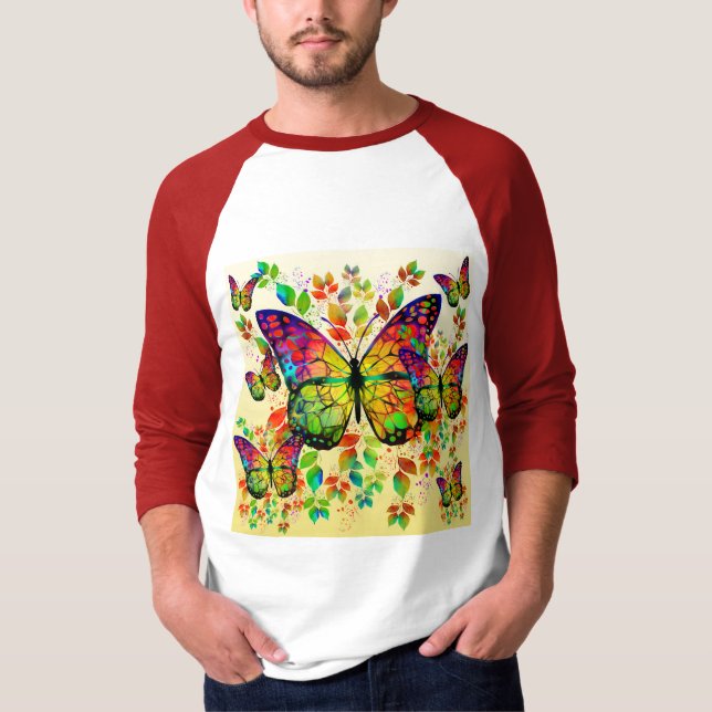 VÅR FJÄRILAR FÄRGRIK NATUR T SHIRT (Framsida)