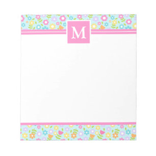Vår Flerfärgade Blommor Monogram Anteckningsblock