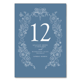 Vår Fleur de lis bröllop blue grått white Bordsnummer