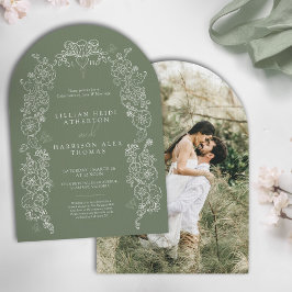 Vår Fleur de lis bröllop sage grönt white Inbjudningar