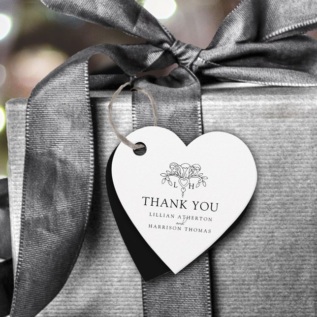 Vår fleur de lis elegant mono bröllop tack gåvor etiketter (Skapare uppladdad)