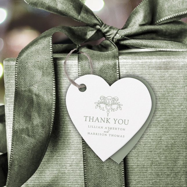 Vår fleur de lis elegant sage bröllop tack gåvor etiketter (Skapare uppladdad)