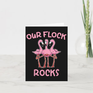 Vår flock rockar flamingo-matchande familjesemeste kort