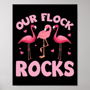 Vår Flock Sten-familj Flamingo Matching Sommar Va Poster