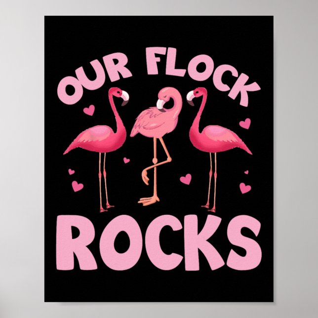 Vår Flock Sten-familj Flamingo Matching Sommar Va Poster (Framsidan)