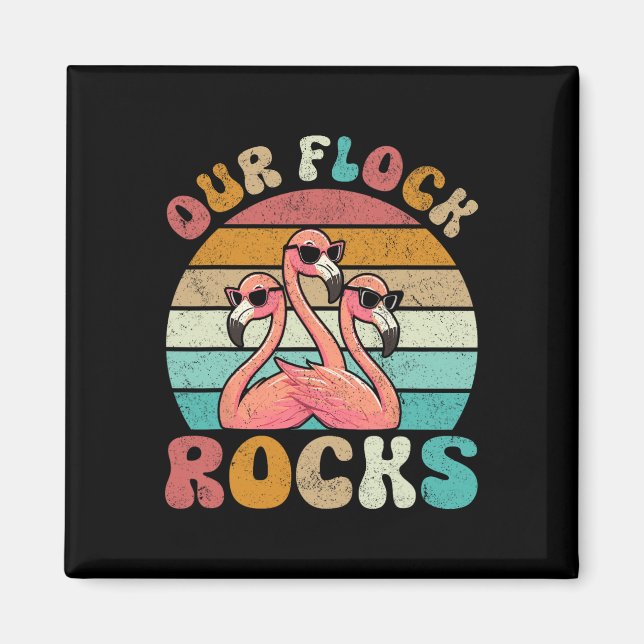 Vår Flock Sten Flamingo Matching Family Vacation Magnet (Framsidan)