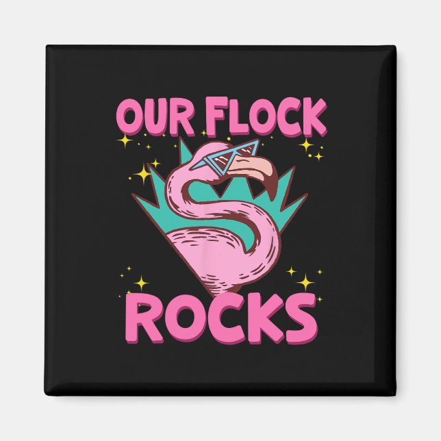 Vår Flock Sten Flamingo Matching Family Vacation Magnet (Framsidan)
