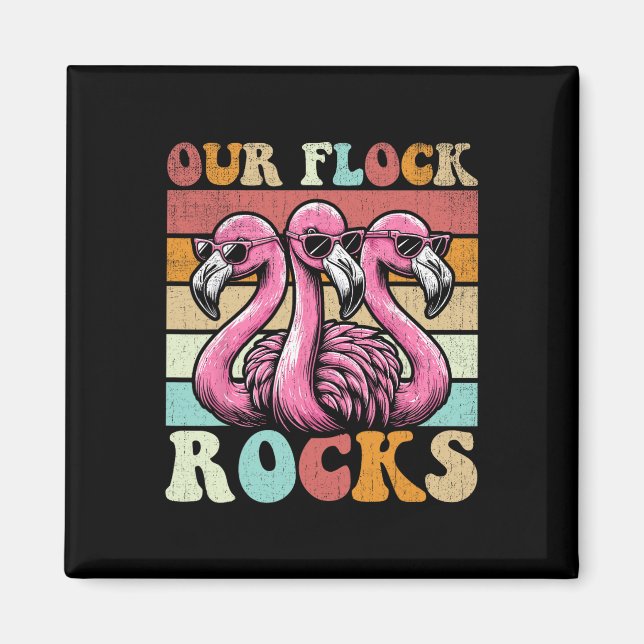 Vår Flock Sten Flamingo Matching Family Vacation Magnet (Framsidan)