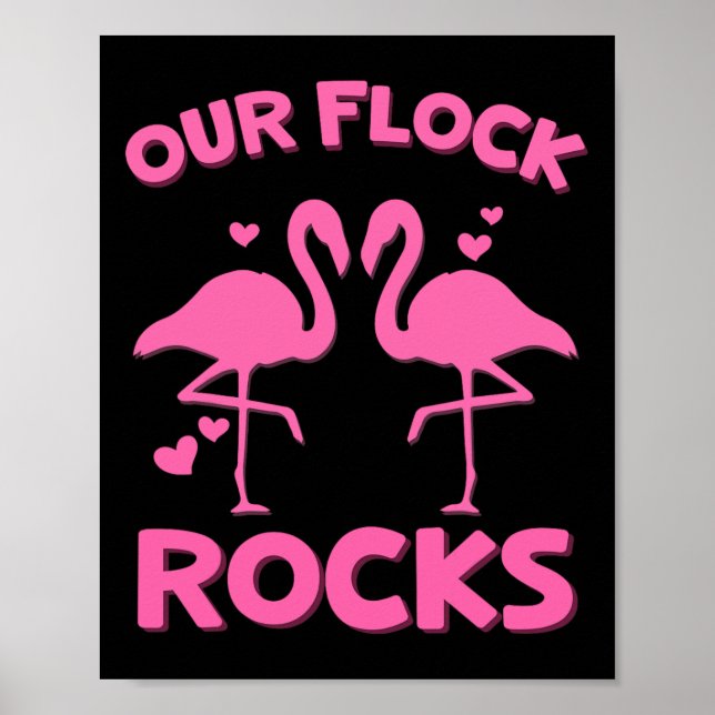 Vår Flock Sten Flamingo Matching Family Vacation Poster (Framsidan)