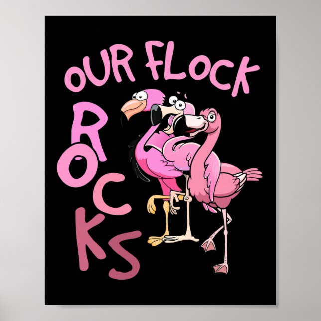 Vår Flock Sten Flamingo Matching Family Vacation Poster (Framsidan)