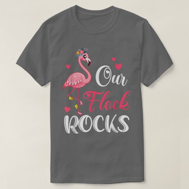 Vår Flock Sten Flamingo Matching Family Vacation T Shirt (Design framsida)