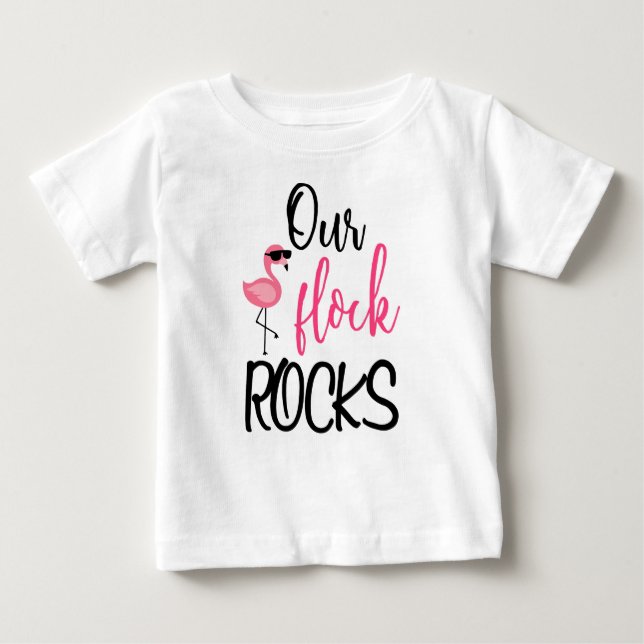 Vår Flock Sten Flamingo Mors dag Gift T-Shirt (Framsida)