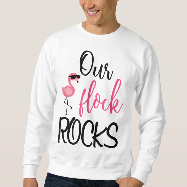 Vår Flock Sten Flamingo Mors dag Lacher Gift Lång Ärmad Tröja (Framsida)
