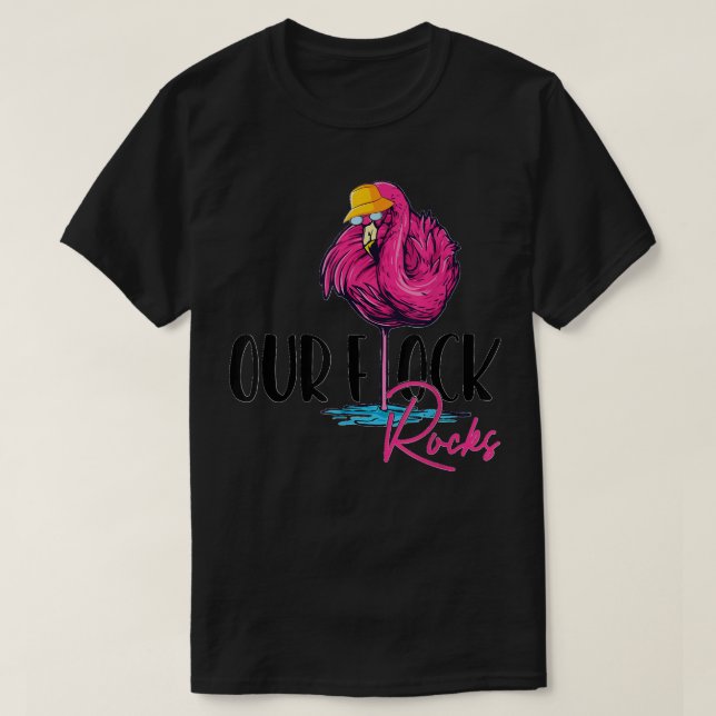 Vår Flock Sten Flamingo Rosa Mor Grandpa T Shirt (Design framsida)