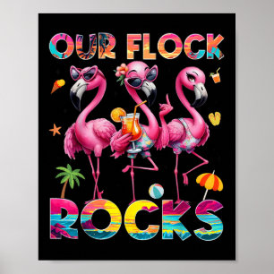 Vår Flock Sten Flamingo Sommar Vacation Family Mor Poster
