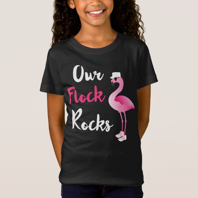 Vår Flock Sten-hederliga Flamingo-jul T Shirt (Framsida)