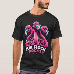 Vår Flock Sten Roligt Flamingo Sunglasses Party Th T Shirt