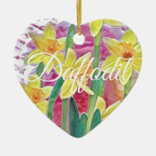 Vår FLODFODODOL-Gult och Rosa Personalisera Julgransprydnad Keramik