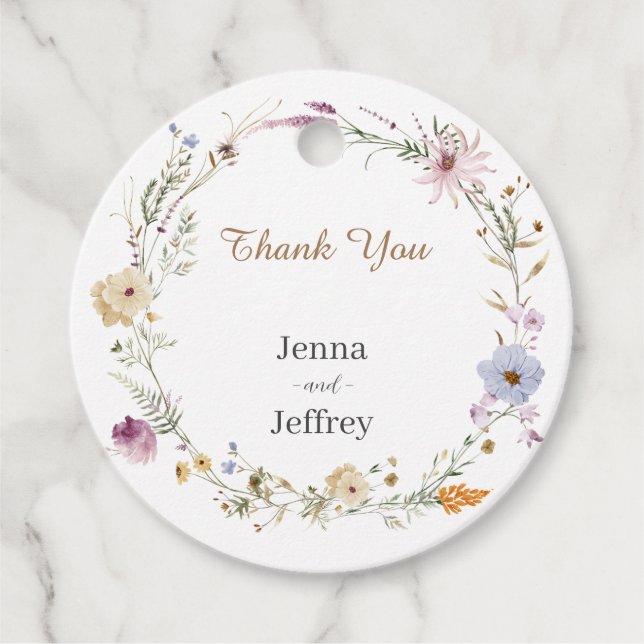 Vår Flower Boho Bröllop Tack Gåvor Etiketter (Framsida)