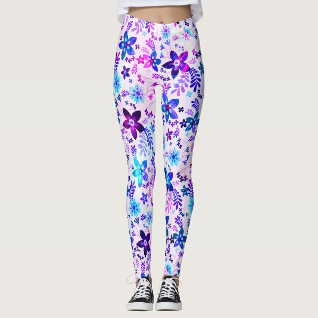 Vår Flower Bouquet - Edelweiss Flower Geometric Leggings (Framsida)