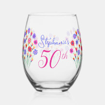 Vår Flower Bouquet Hand målade 50:e födelsedagen