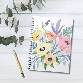 Vår Flower Bouquet | Söt Blommigt Vattenfärg Anteckningsbok