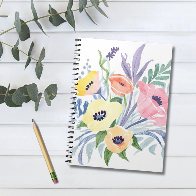 Vår Flower Bouquet | Söt Blommigt Vattenfärg Anteckningsbok (Skapare uppladdad)