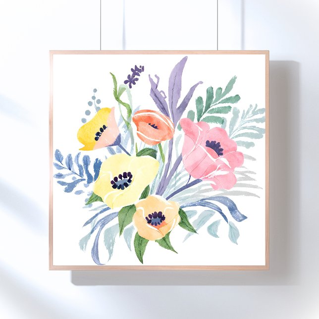 Vår Flower Bouquet | Söt Blommigt Vattenfärg Poster (Skapare uppladdad)