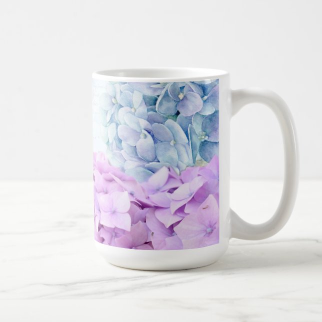 Vår Flower Hydrangea Pastel Collage Kaffemugg (Höger)