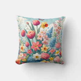 Vår Flower Seamless Mönster Dekorativ kudde