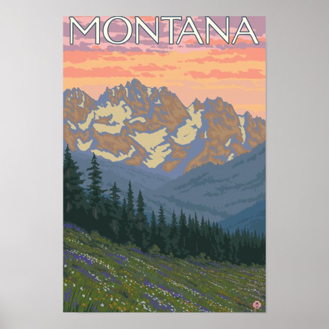 Vår FlowersMontanaVintage Travel Poster (Framsidan)