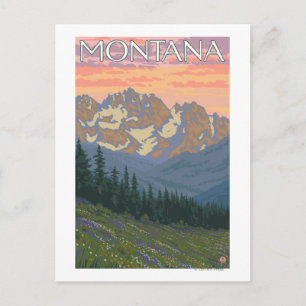 Vår FlowersMontanaVintage Travel Poster Vykort