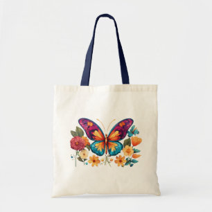 Vår Flutter: budgeten Tote for Colorful Butterflie Tygkasse