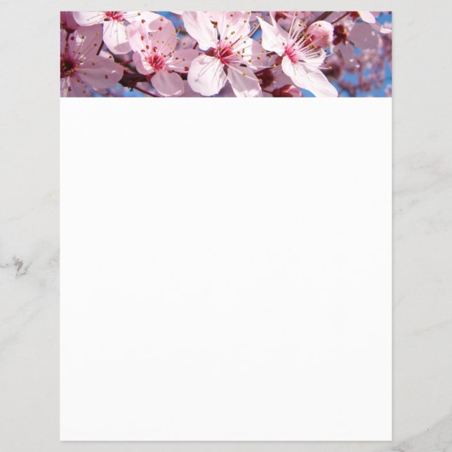 Vår Flyers papper Rosa Träd Blommor Blå Himmel (Framsidan)