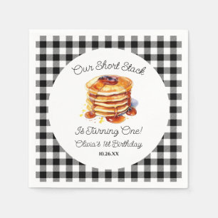Vår Födelsedagsfest i Kort Stack Pancakes Breakfas Pappersservett
